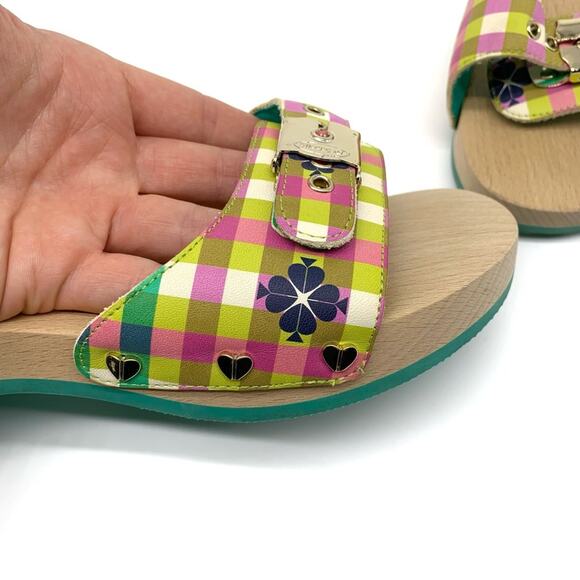 DR. SCHOLL'S x KATE SPADE New York Bella Plaid Slide Sandal Pink Green White 7 - Picture 6 of 10